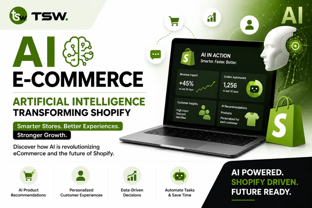 AI Ecommerce solutions transforming Shopify stores through artificial intelligence, automation, personalization and data-driven growth