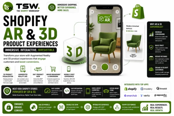 Shopify AR and 3D product experiences helping customers visualize products with augmented reality and interactive 3D views